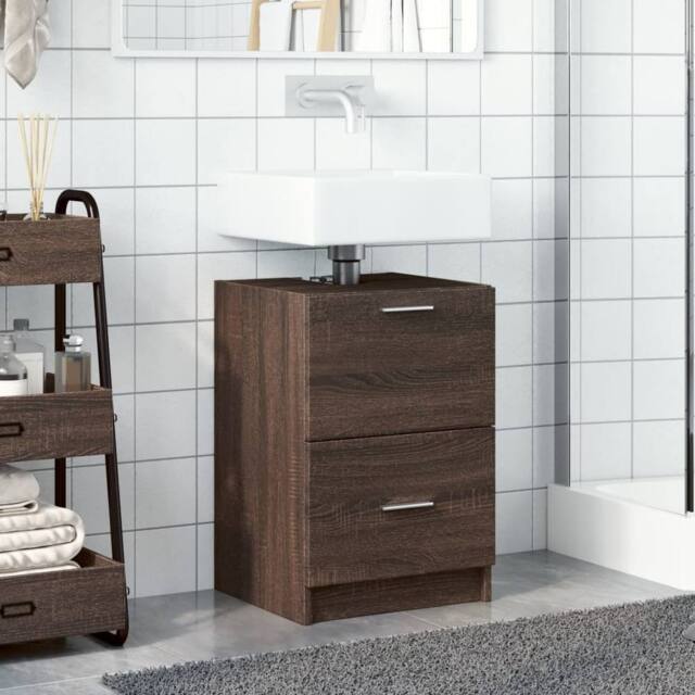 Berkfield Home Sink Cabinet Brown Oak 40x37x59 cm Engineered Wood - Size: 40 x 37 x 59 cm - image 1