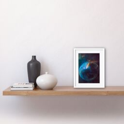 "Artery8 Wall Art Print NASA Hubble Space Telescope Bubble Nebula NGC 7635 Cassiopeia Artwork Framed 9X7 Inch in White - Size: W7"" x H9""" - thumbnail 2
