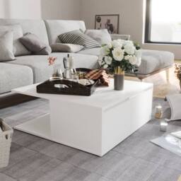 Berkfield Home Durable Coffee Table White 80x80x31 cm Engineered Wood - Size: 80 x 80 x 31 cm - thumbnail 2