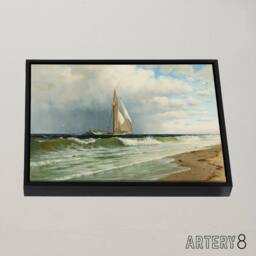 "Artery8 Silva At Coney Island Painting Wall Framed Canvas Wall Art Print in Blue - Size: W12"" x H16""" - thumbnail 2