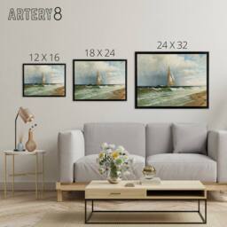 "Artery8 Silva At Coney Island Painting Wall Framed Canvas Wall Art Print in Blue - Size: W12"" x H16""" - thumbnail 4