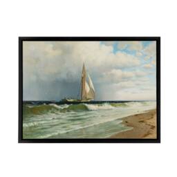 "Artery8 Silva At Coney Island Painting Wall Framed Canvas Wall Art Print in Blue - Size: W12"" x H16""" - thumbnail 1