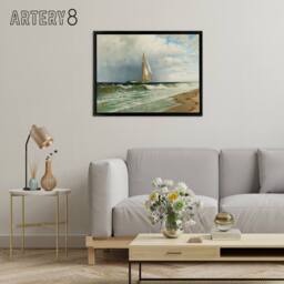 "Artery8 Silva At Coney Island Painting Wall Framed Canvas Wall Art Print in Blue - Size: W12"" x H16""" - thumbnail 3