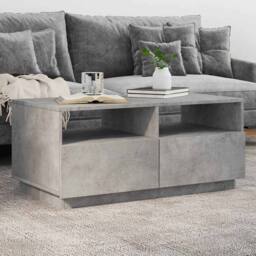 Berkfield Home Coffee Table with LED Lights Concrete Grey 90x49x40 cm - Size: 90 x 49 x 40 cm - thumbnail 2