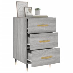 Berkfield Home Bedside Cabinet Grey Sonoma 40x40x66 cm Engineered Wood - Size: 40 x 40 x 66 cm - thumbnail 4