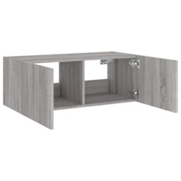 Berkfield Home TV Wall Cabinet with LED Lights Grey Sonoma 80x35x31 cm - Size: 80 x 35 x 31 cm - thumbnail 8