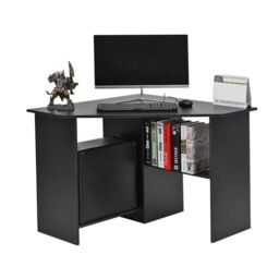 EONLION Black Computer Desk Corner Study Gaming with Shelves - thumbnail 4