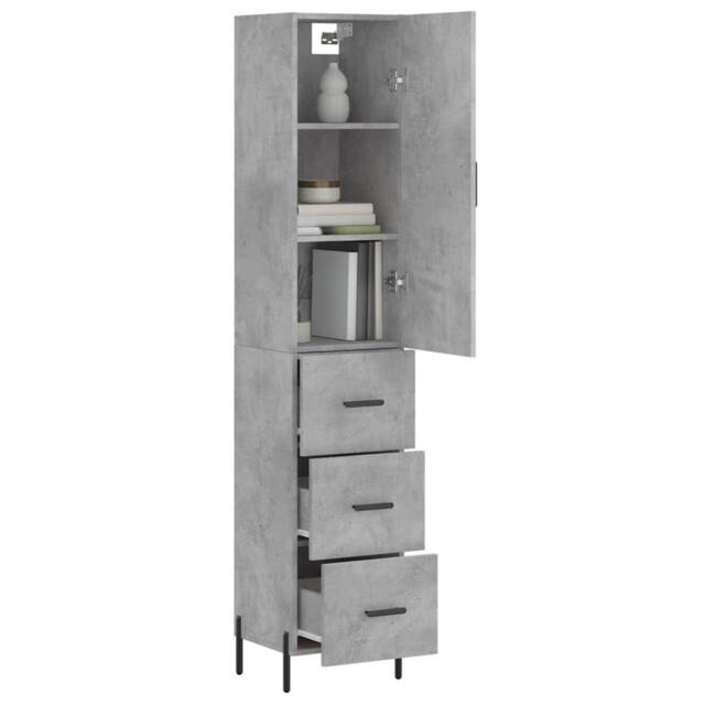 Berkfield Home Highboard Concrete Grey 34.5x34x180 cm Engineered Wood - image 1