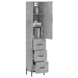 Berkfield Home Highboard Concrete Grey 34.5x34x180 cm Engineered Wood - thumbnail 1