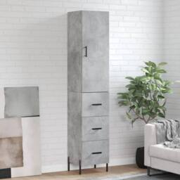 Berkfield Home Highboard Concrete Grey 34.5x34x180 cm Engineered Wood - thumbnail 2