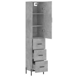 Berkfield Home Highboard Concrete Grey 34.5x34x180 cm Engineered Wood - thumbnail 4
