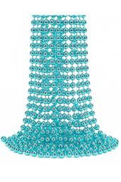 Neel Blue 9M Metallic Christmas Bead Chain - 7.5mm Shiny Pearl Garland in Turquoise - thumbnail 1