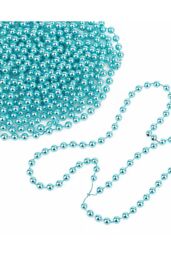 Neel Blue 9M Metallic Christmas Bead Chain - 7.5mm Shiny Pearl Garland in Turquoise - thumbnail 4