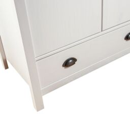 Berkfield Home 3-Door Wardrobe Hill White 127x50x170 cm Solid Pine Wood - Size: 127 x 50 x 170 cm - thumbnail 6
