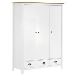 Berkfield Home 3-Door Wardrobe Hill White 127x50x170 cm Solid Pine Wood - Size: 127 x 50 x 170 cm - thumbnail 1