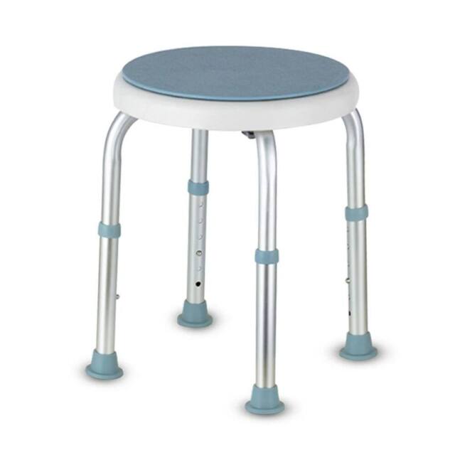 FLAVORA Adjustable Height Bath Chair 360° Swivel Seat Shower Stool in Blue - image 1
