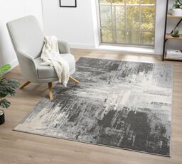 Desire Rugs Obsidian Modern Low Pile Area Rug - Craft Abstract Design in Grey - Size: 160 cm x 230 cm - thumbnail 1