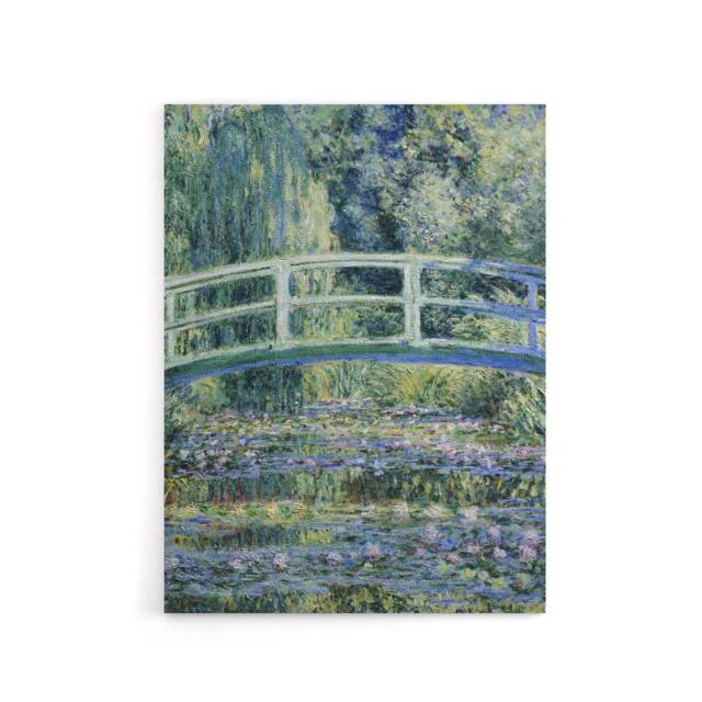 "Artery8 Water Lilies & Japanese Bridge Monet Vintage Canvas Wall Art in Green - Size: W18"" x H24""" - image 1