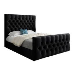 Casani Portmeirion Upholstered Black Soft Velvet Designer Bed Frame - Size: Small Single - thumbnail 2