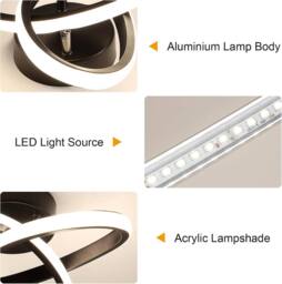 Goeco Modern LED Ceiling Light Creative Flower Shape Ceiling Light 4500K in Black - Size: 10 inches - thumbnail 7