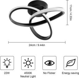 Goeco Modern LED Ceiling Light Creative Flower Shape Ceiling Light 4500K in Black - Size: 10 inches - thumbnail 5