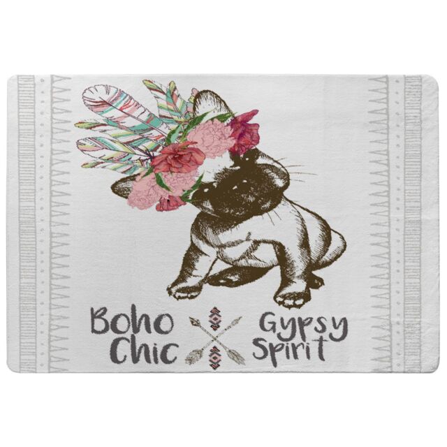 Benjamin Tate Design Portrait Of French Bulldog Puppy Rug in Natural - Size: Large - image 1