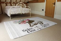 Benjamin Tate Design Portrait Of French Bulldog Puppy Rug in Natural - Size: Large - thumbnail 3
