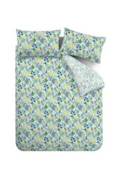 Catherine Lansfield 'Tilly Floral' Reversible Duvet Cover Set in Blue - Size: Double - thumbnail 6
