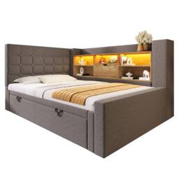 Merax Upholstered Single Daybed with Trundle Storage Headboard & Charging in Grey - thumbnail 7
