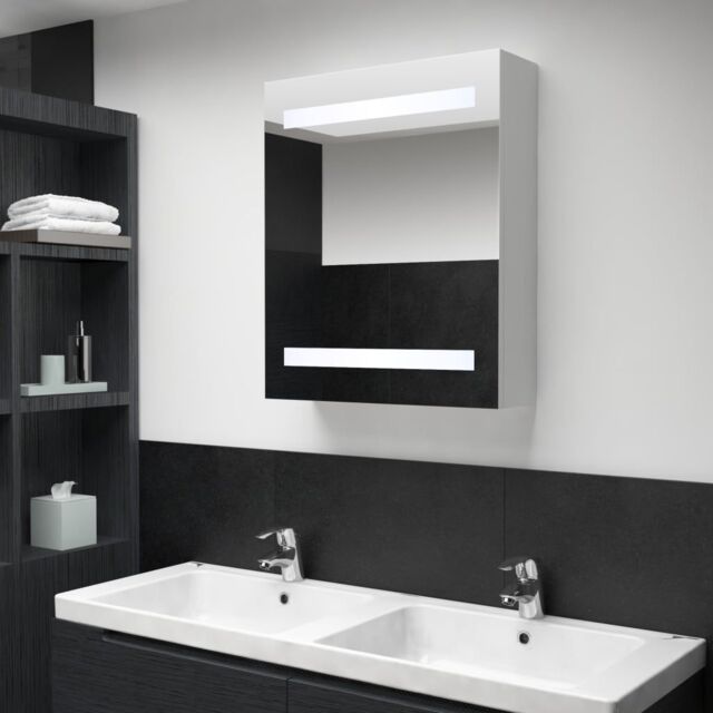Berkfield Home LED Bathroom Mirror Cabinet 50x13.5x60 cm in White - image 1