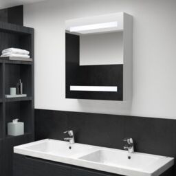 Berkfield Home LED Bathroom Mirror Cabinet 50x13.5x60 cm in White - thumbnail 1