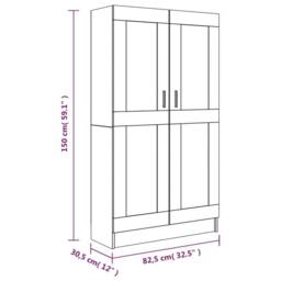 Berkfield Home Book Cabinet Grey Sonoma 82.5x30.5x150 cm Engineered Wood - thumbnail 9