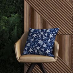 Warren Reed - Designer Paisley Christmas Stars Blue Outdoor Cushion - Size: 45 cm x 45 cm - thumbnail 2