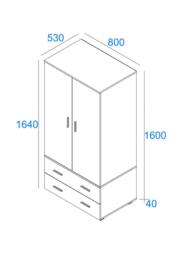 Core Products Lido 2 Door, 2 Drawer Low Wardrobe in White - thumbnail 5