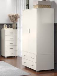 Core Products Lido 2 Door, 2 Drawer Low Wardrobe in White - thumbnail 1
