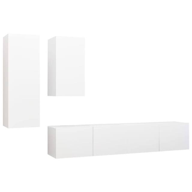 Berkfield Home 4 Piece TV Cabinet Set White Engineered Wood - image 1