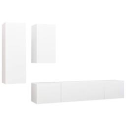 Berkfield Home 4 Piece TV Cabinet Set White Engineered Wood - thumbnail 1
