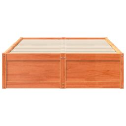 Berkfield Home Bed Frame without Mattress Wax Brown 135x190 cm Double Solid Wood Pine - thumbnail 4