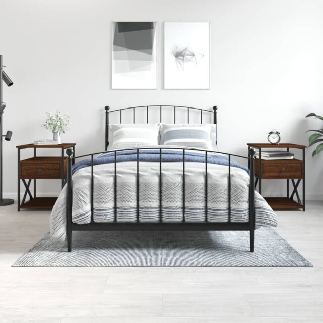 Berkfield Home Bedside Cabinets 2 pcs Brown Oak 40x42x55 cm Engineered Wood - Size: 40 x 42 x 55 cm - image 1