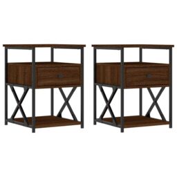 Berkfield Home Bedside Cabinets 2 pcs Brown Oak 40x42x55 cm Engineered Wood - Size: 40 x 42 x 55 cm - thumbnail 2