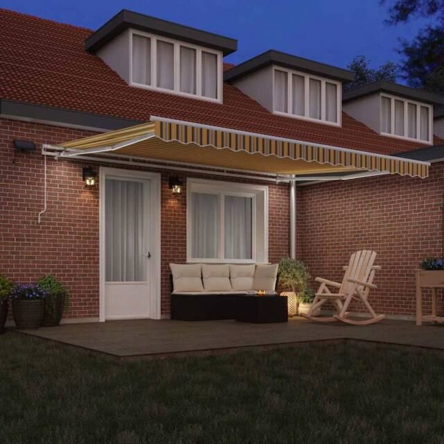 Berkfield Home Manual Retractable Awning with LED Multicolour Stripe 450x300 cm - image 1