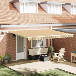 Berkfield Home Manual Retractable Awning with LED Multicolour Stripe 450x300 cm - thumbnail 2