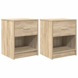 Berkfield Home Bedside Cabinets 2 pcs with Drawer Sonoma Oak 40x34x50 cm in Grey - Size: 40 x 34 x 50 cm - thumbnail 2