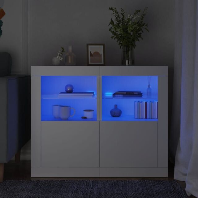 Berkfield Home Side Cabinets with LED Lights 2 pcs White Engineered Wood - image 1