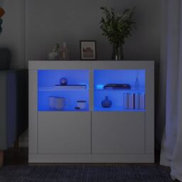 Berkfield Home Side Cabinets with LED Lights 2 pcs White Engineered Wood - thumbnail 1