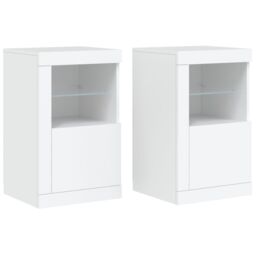 Berkfield Home Side Cabinets with LED Lights 2 pcs White Engineered Wood - thumbnail 2