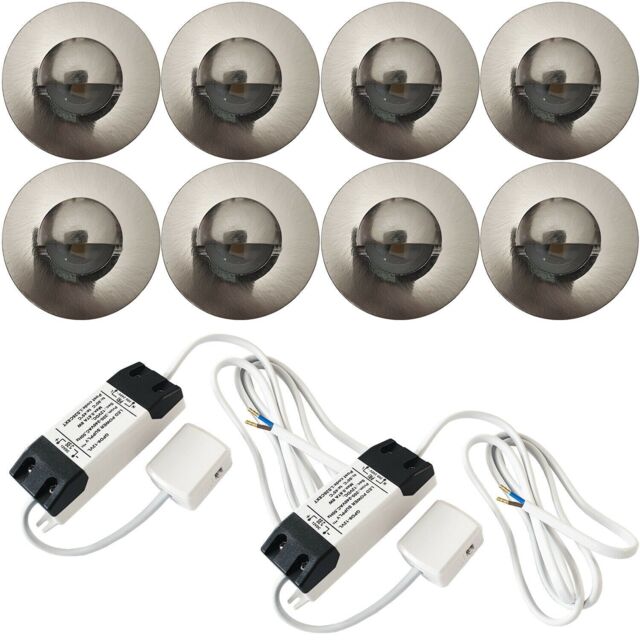 Loops Eyelid LED Plinth Light Kit 8x Round Spotlight Kitchen Bathroom Floor Kick Panel - image 1