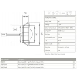 Loops Eyelid LED Plinth Light Kit 8x Round Spotlight Kitchen Bathroom Floor Kick Panel - thumbnail 4