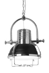 Orsina Industrial Revolution Black Pendant Light, Retro-Style Matte Black & Chrome Finish Lamp, Industrial Lighting - thumbnail 2
