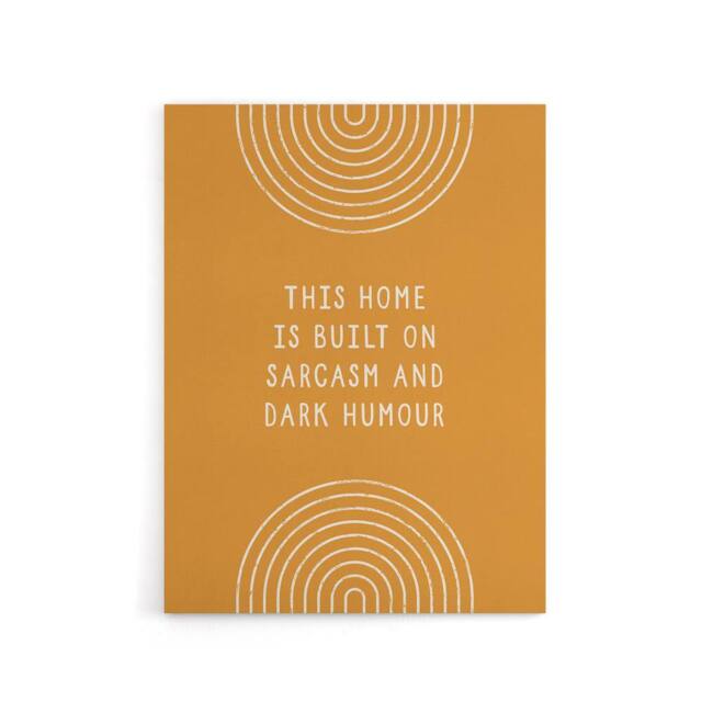 "Artery8 This Home Is Built On Sarcasm & Dark Humour Canvas Wall Art Print in Brown - Size: W12"" x H16""" - image 1